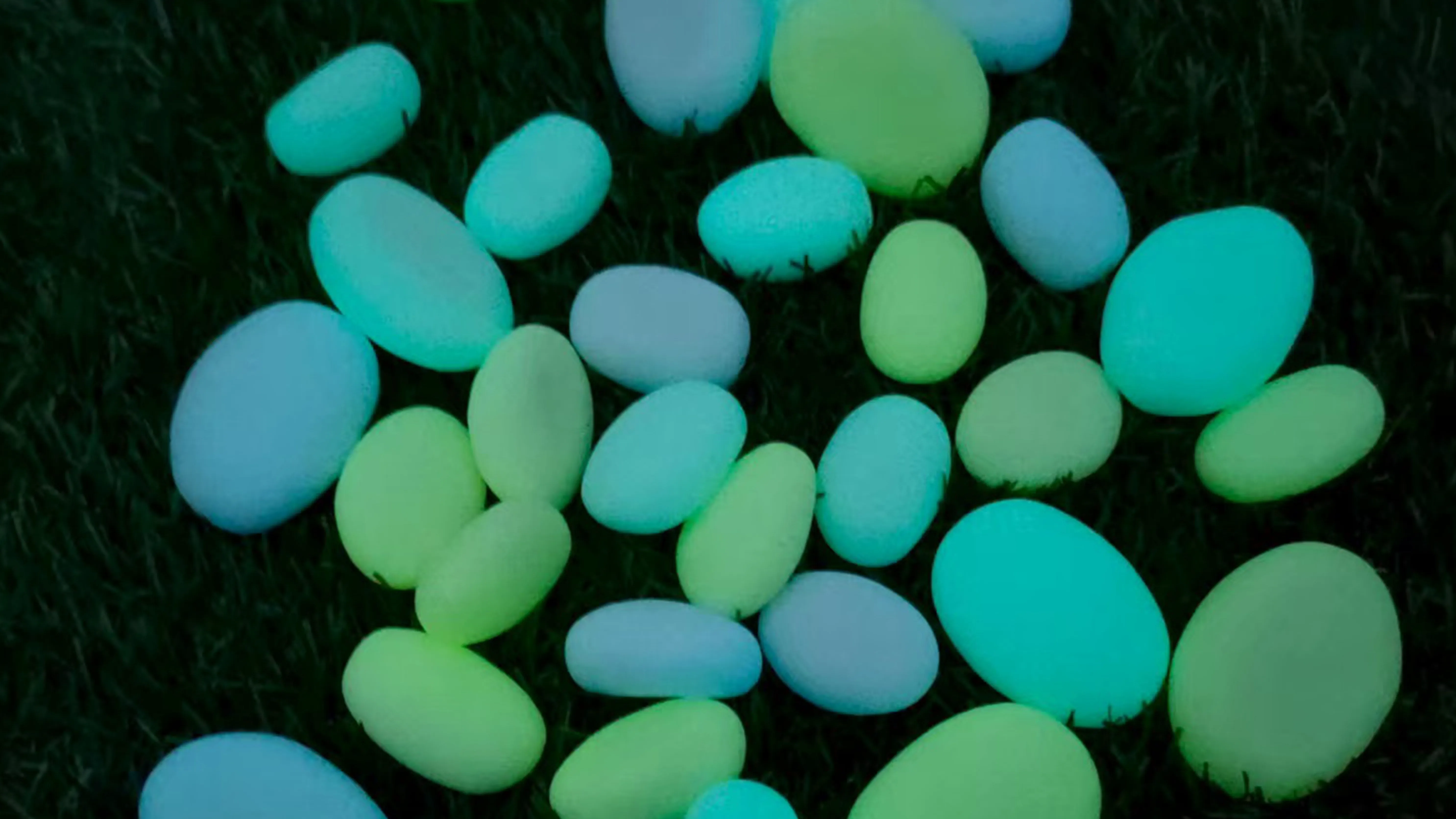 Glow pebbles at night