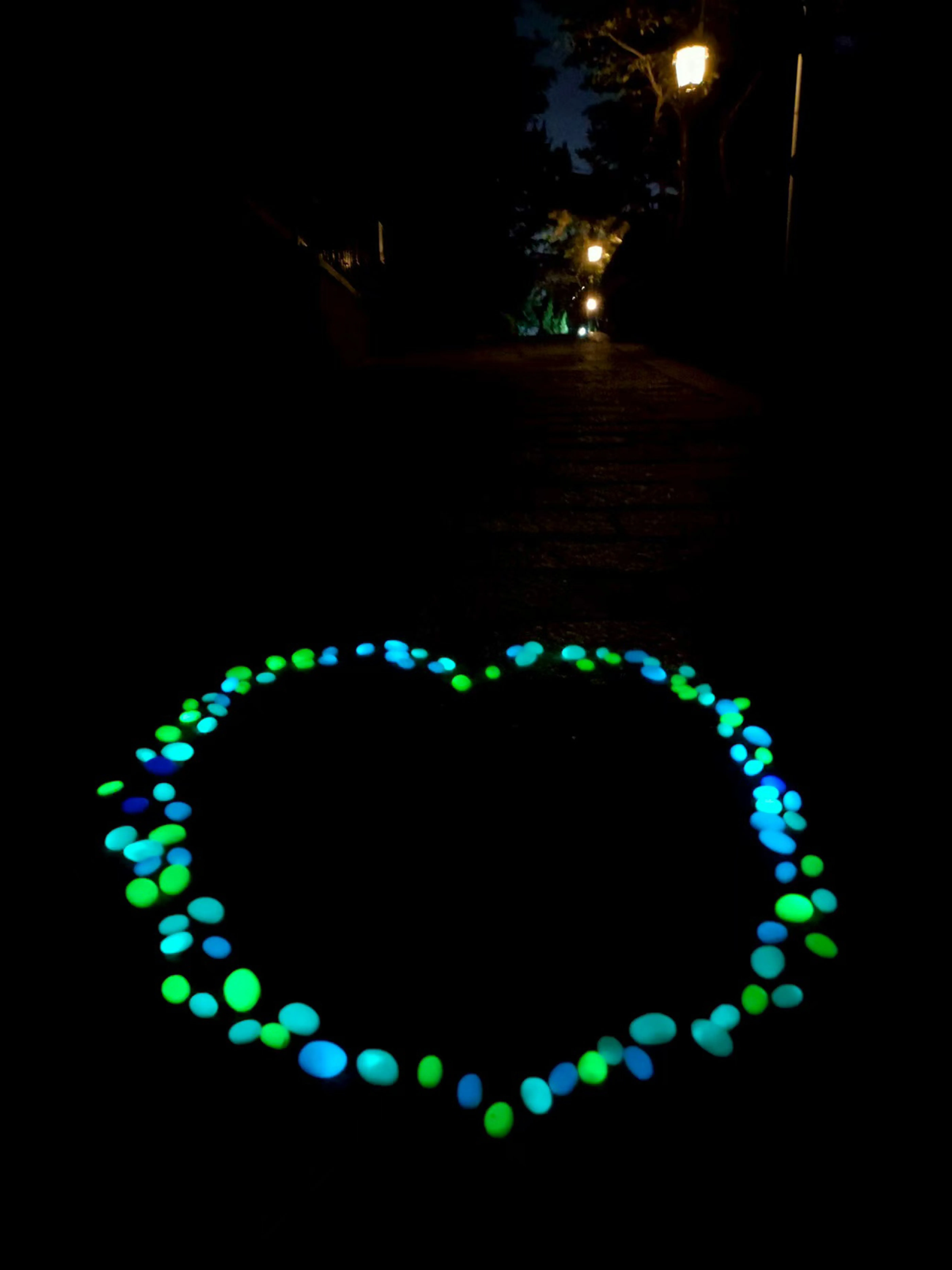 Glow pebbles home garden heart installation example